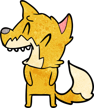 Bir insan tarafından çizilmiş gülen tilki çizgi filmi.