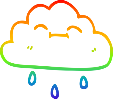 gökkuşağı gradyan çizimi bir çizgi film mutlu yağmur bulutu bir insan tarafından çizildi