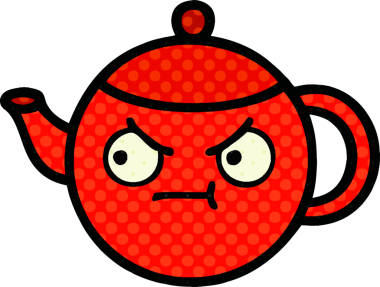 Bir insan tarafından çizilmiş bir çaydanlığın çizgi romanı.