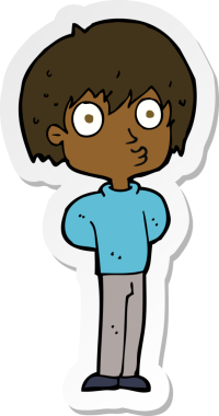 Bir insan tarafından çizilmiş çizgi film çıkartması.