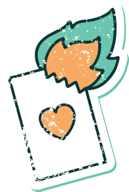 Bir insan tarafından çizilmiş alevli bir kartın sembolik dövmeli görüntüsü