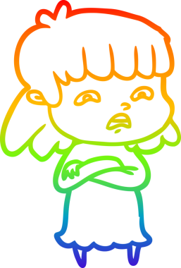 Gökkuşağı gradyan çizimi Bir insan tarafından çizilmiş endişeli bir çizgi kadın