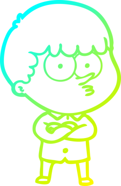 Bir çizgi film karakteri çizen soğuk gradyan bir insan tarafından çizilmiş meraklı çocuk.