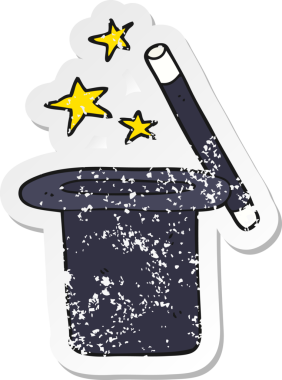 Çizgi film sihirbazlarının bir insan tarafından çizilmiş silindir şapkası.