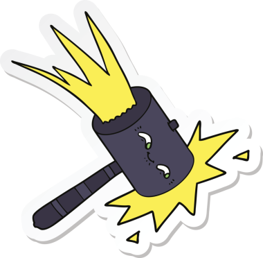 Bir insan tarafından çizilmiş bir karikatür çekiç çıkartması.