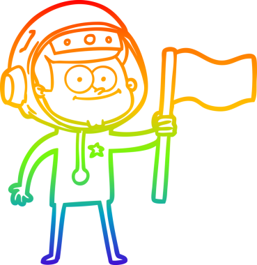 gökkuşağı gradyan çizimi mutlu bir astronot çizgi filmi bir insan tarafından çizildi