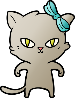 Bir insan tarafından çizilmiş sevimli çizgi film kedisi.