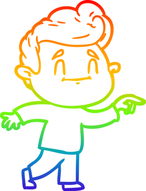 gökkuşağı gradyanı çizimi bir insan tarafından çizilmiş mutlu bir çizgi film adamı