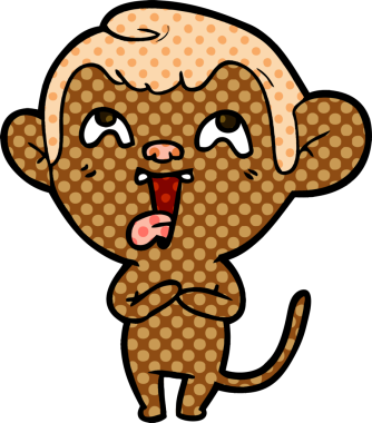 Bir insan tarafından çizilmiş çılgın çizgi film maymunu