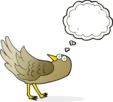 Bir insan tarafından çizilmiş serbest çizim balon karikatür kuşu.