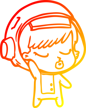 Bir insan tarafından çizilmiş güzel astronot bir kızın sıcak çizgi çizimi