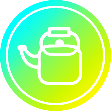 Bir insan tarafından çizilmiş serin gradyan çizgili mutfaktaki çaydanlık dairesel simgesi