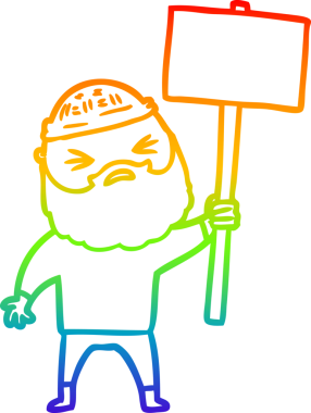 Bir insan tarafından çizilmiş sakallı bir karikatür çizimi.