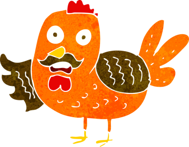 bir insan tarafından çizilmiş yaşlı horoz çizgi filmi