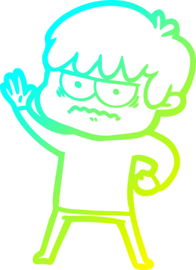 Bir insan tarafından çizilmiş soğuk gradyan çizgi film karakteri.