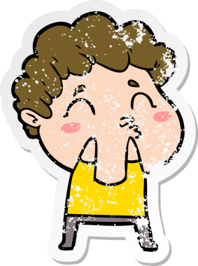 Bir insan tarafından çizilmiş karikatür adamın sıkıntılı çıkartması.