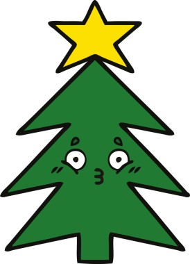 Bir insan tarafından çizilmiş güzel bir Noel ağacı karikatürü.