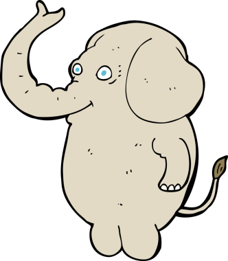 Bir insan tarafından çizilmiş komik bir fil.