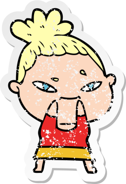 Bir insan tarafından çizilmiş karikatür bir kadının sıkıntılı çıkartması.