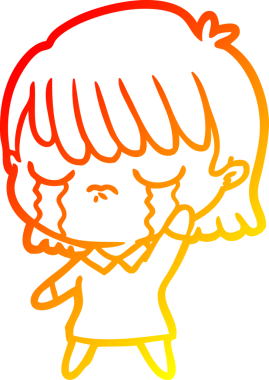 Bir insan tarafından çizilmiş, ağlayan bir çizgi kadın çizimi.