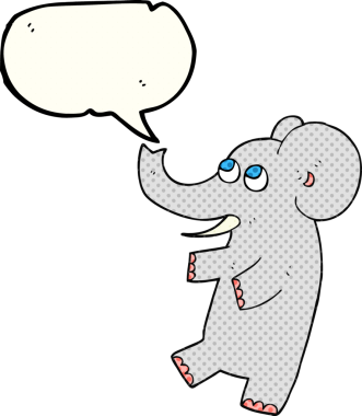 El yazısıyla çizilmiş çizgi roman konuşma balonu bir insan tarafından çizilmiş şirin bir fil.
