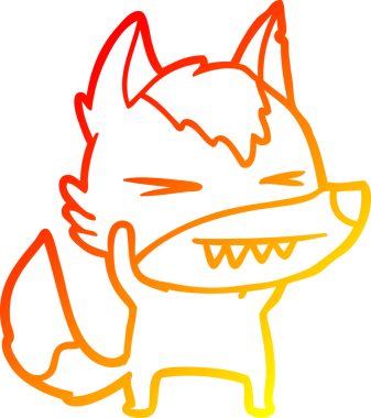 Bir insan tarafından çizilmiş kızgın bir kurt çizgi karakteri.