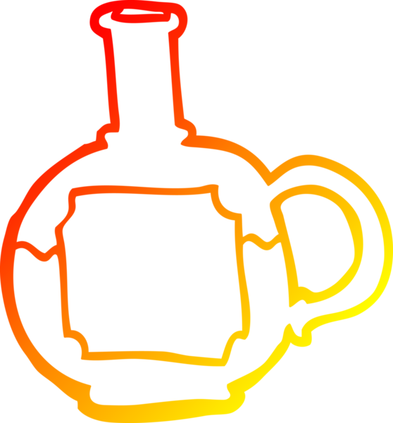 Bir insanın çizdiği karikatür yemek şişesinin sıcak gradyan çizgisi