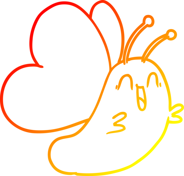 Bir insan tarafından çizilmiş komik bir kelebeğin sıcak çizgi çizgisi.