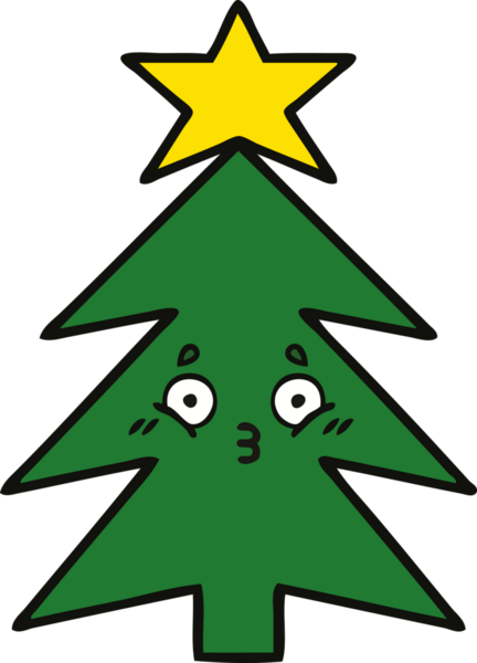 Bir insan tarafından çizilmiş güzel bir Noel ağacı karikatürü.