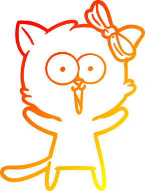 Bir insan tarafından çizilmiş çizgi film kedisinin sıcak çizgi çizimi