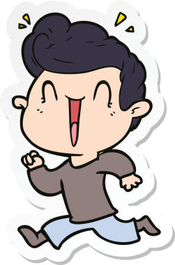 Bir insan tarafından çizilmiş heyecanlı bir adamın çıkartması.