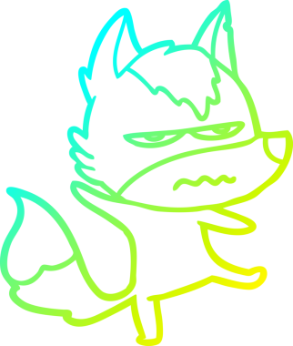 Bir insan tarafından çizilmiş, kızgın bir kurdun soğuk çizgi çizimi.