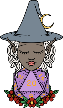 Retro Dövme Biçimli elf karakteri Bir insan tarafından çizilmiş doğal yirmi zar atışıyla