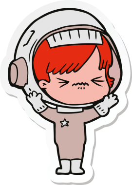 Bir insan tarafından çizilmiş astronot bir kadının çıkartması.