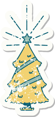 Bir insan tarafından çizilmiş yıIbaşı ağacının eski bir çıkartması.