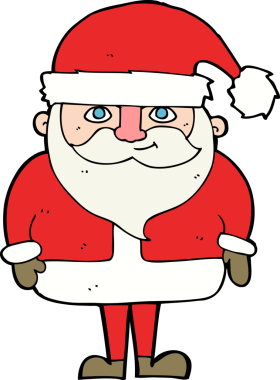 Bir insan tarafından çizilmiş mutlu noel baba çizgi filmi.