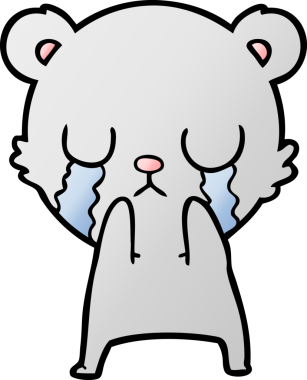 Bir insan tarafından çizilmiş ağlayan ayı karikatürü.