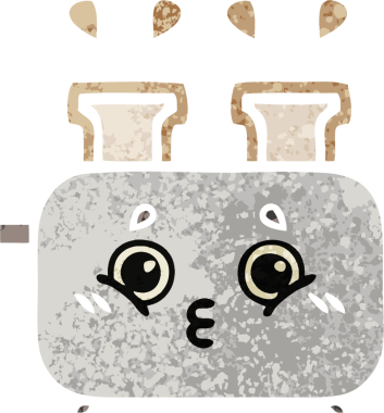 Bir insan tarafından çizilmiş bir tost makinesinin retro çizim stili karikatürü