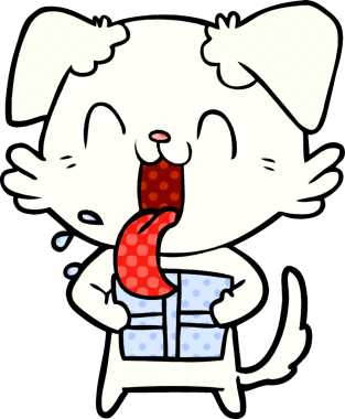 Bir insan tarafından çizilmiş, nefes nefese kalmış bir köpek.