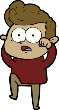 Bir insan tarafından çizilmiş çizgi film bakışlı adam.