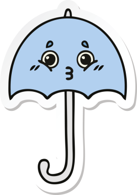 Bir insan tarafından çizilmiş şirin bir şemsiye çıkartması.