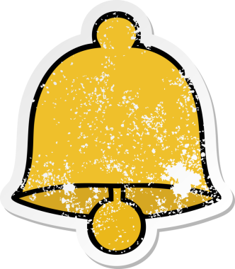 Bir insan tarafından çizilmiş şirin bir pirinç çanın sıkıntılı çıkartması.