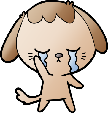 Bir insan tarafından çizilmiş ağlayan çizgi film köpeği.