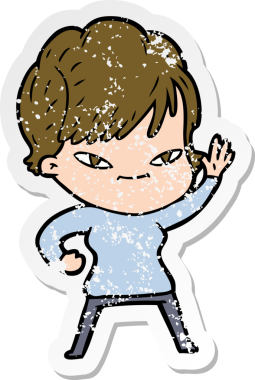 Bir insan tarafından çizilmiş mutlu bir karikatür çıkartması.