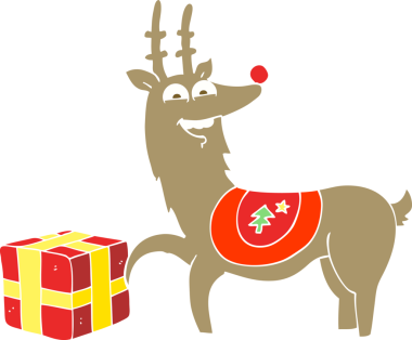 Bir insan tarafından çizilmiş yılbaşı ren geyiğinin düz renk çizimi