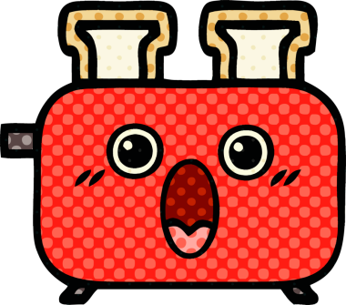 Bir insan tarafından çizilmiş bir ekmek kızartma makinesinin çizgi filmi.