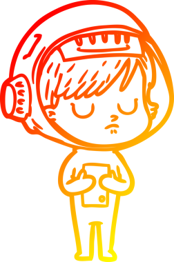 Bir insan tarafından çizilmiş bir astronot kadın çizgi çizimi.