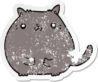 Bir insan tarafından çizilmiş karikatür bir kedinin sıkıntılı çıkartması.