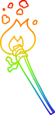 gökkuşağı gradyan çizgi çizimi bir insan tarafından çizilmiş yanan meşale