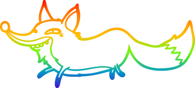 Gökkuşağı gradyan çizgisi bir insan tarafından çizilmiş şirin bir tilki çizgi filmi